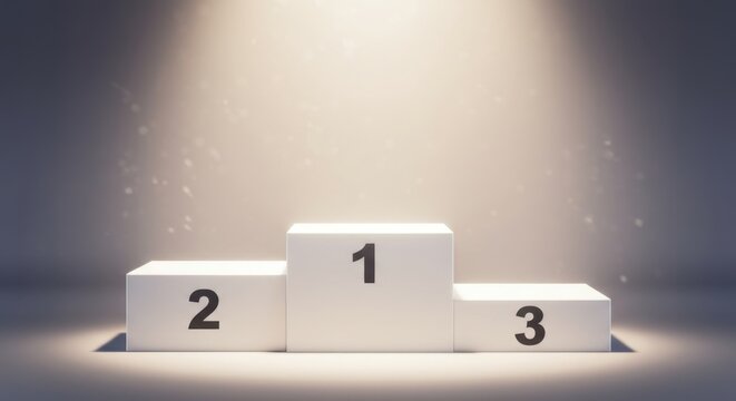 White winner podium with numbers isolated on white background