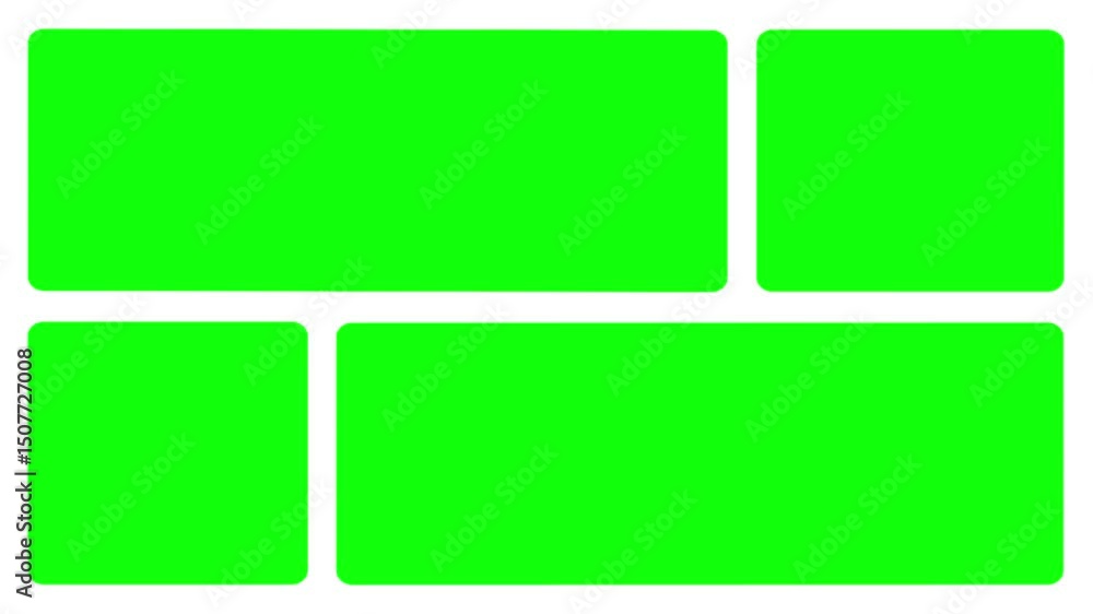 Poster collage or grid green screen 4k animation native design elements, simple bento grid ui layout design
