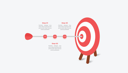 Business target infographic with 3 steps