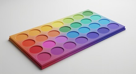 Vibrant Rainbow Eyeshadow Palette. Colorful Makeup Kit with Multiple Shades for Beauty and Cosmetics. Cosmetic Product on White Background.