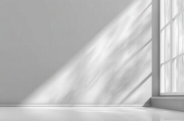 Abstract Interior Scene With Light and Shadow Casting on White Wall
