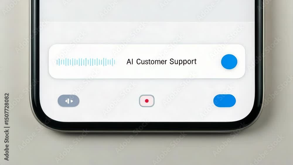 Aufkleber ai customer support interface smartphone screen with voice recognition, recording features, and togg