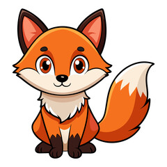 Cute cartoon fox isolated on white background. Side view. Vector illustration.