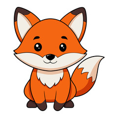Obraz premium Cute cartoon fox isolated on white background. Side view. Vector illustration.
