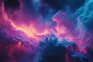 Cosmic nebula filled with vibrant colors in deep space showcasing star formation and cosmic dust