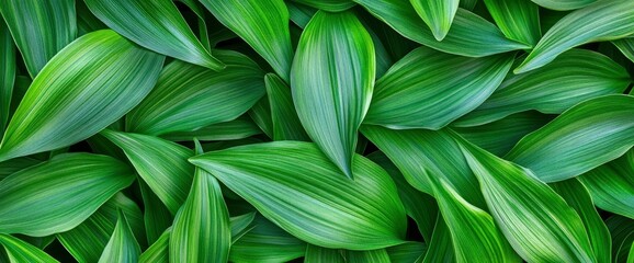 Fototapeta premium Lush Green Foliage Background Vibrant Texture of Overlapping Leaves