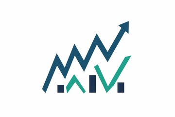 Sleek flat design logo showing a rising chart line with blue and green hues on a clean white backdrop.