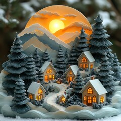 winter landscape with house