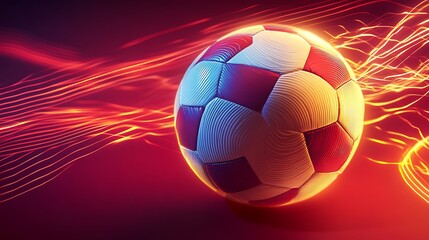 Naklejka premium Vivid soccer ball in motion against an energetic background.