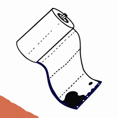 Spilled Ink on Paper Towel Roll Illustration