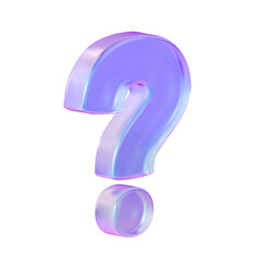 3D Holographic Purple Question Mark - Digital Icon for FAQ, Business & Web Design