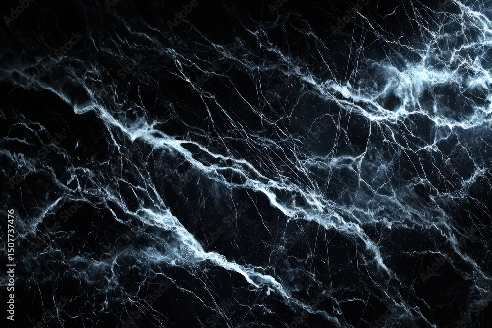 Poster abstract digital pattern with light blue lines and dots on dark background