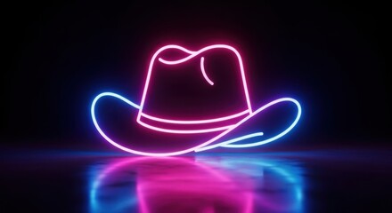 Neon cowboy hat sign symbolizing western culture and nightlife entertainment