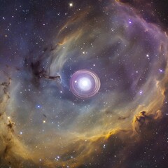 Across the black cosmos, a space galaxy with stars illuminates the night sky, a dreamy illustration of the infinite universe