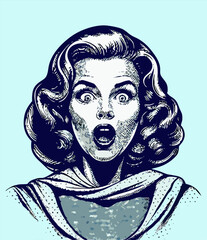 Surprised Woman Pop Art Style Illustration