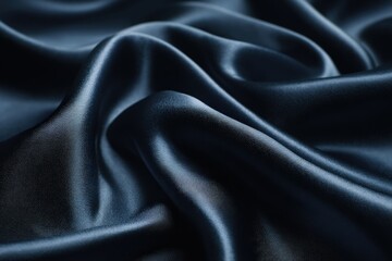 Fototapeta premium Closeup View Of Dark Blue Satin Fabric