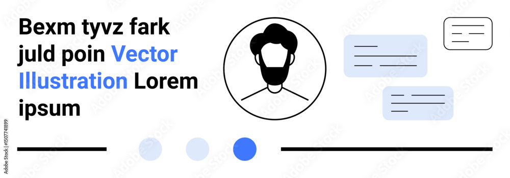 Poster user profile avatar in circular frame with text and messaging bubbles. ideal for communication, chat