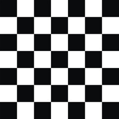 Minimalist black and white checkerboard pattern. Uniform squares, overhead view. Clean geometric design, no gradients or shading. Simple, symmetrical composition. Solid colors, flat lay perspective.
