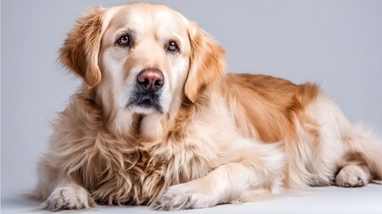 Golden Retriever with soft fur sitting calmly, embodying warmth and loyalty in simplicity