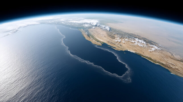 Satellite perspective of multi kilometer fuel dispersal over oceanic and coastal features