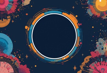 Obraz premium Creative social media post template featuring abstract graphics and round portrait space