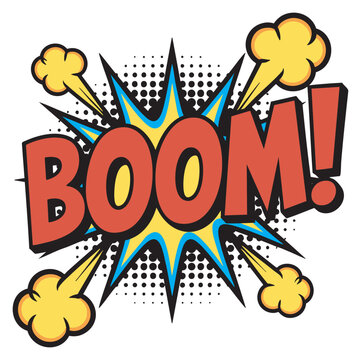 Boom Speech Bubble Comic Book Starburst Logo Sign Vector Graphic Silhouette Shape Clipart Digital Art Illustration