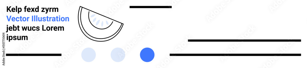 Aufkleber semi-circle with segment lines, three small circles in gradient shades, bold horizontal lines, and t