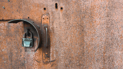old rusty lock on the door