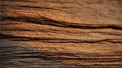 Fototapeta premium Aged wooden plank with natural grain patterns, warm brown tones - timeless beauty of organic textures