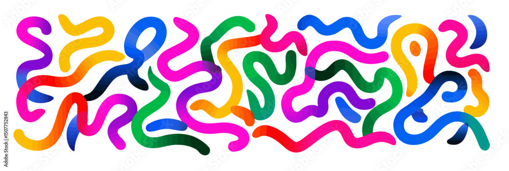 Poster abstract gradient 3d waves: dynamic rainbow swirls, squiggles & wavy ribbons � vector background des