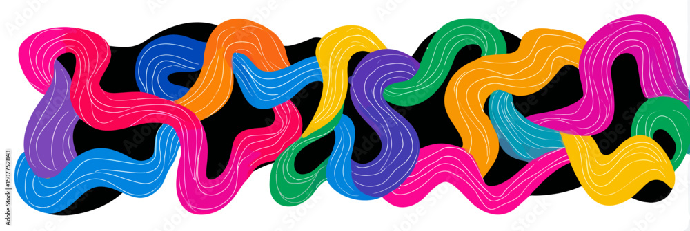 Poster abstract gradient 3d waves: dynamic rainbow swirls, squiggles & wavy ribbons � vector background des