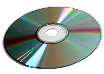 Compact disc with iridescent surface isolated on transparent background