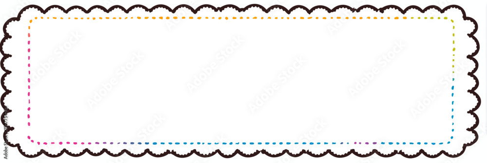 Poster scallop edge border frame set with rectangle, oval, and round shapes featuring wavy squiggly lines i