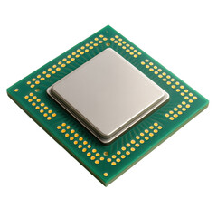 3D icon of modern computer processor chip on black background