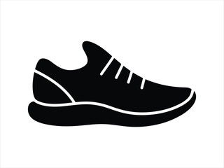 Simple black running shoe icon graphic