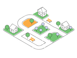 Simple Suburban Neighborhood Map Illustration