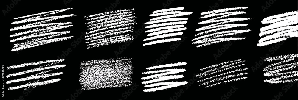 Poster chalk brush underline stroke set with crayon marker highlight scribble and rough texture vector illu