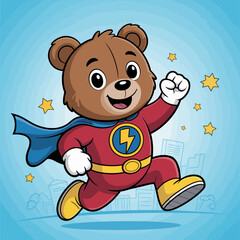 Superhero Bear Running