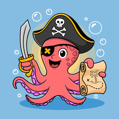 Pirate Octopus with Map