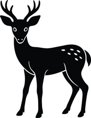 Elegant Black Silhouette of a Deer Wildlife Vector Illustration