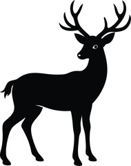 Majestic Deer Silhouette Elegant Black and White Animal Illustration
