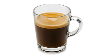 Espresso shot in clear glass with crema