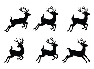 Christmas Reindeer Vector Set – Festive Holiday Deer Illustrations, silhouette design vector