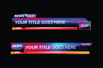 Fototapeta premium Colorful lower third banner tv breaking news template design
