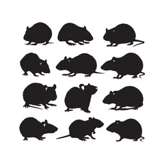 Fototapeta premium Rat silhouette vector pack collection of rodent animal illustration