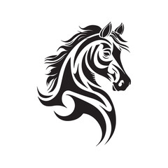 Fototapeta premium Horse head tribal tattoo design vector illustration black and white silhouette