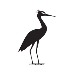 Fototapeta premium Black silhouette of a heron bird standing wildlife vector illustration