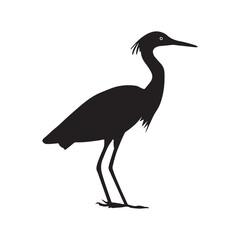 Obraz premium Black heron silhouette vector illustration bird wildlife design