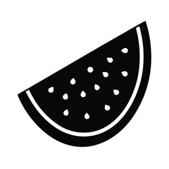 Watermelon slice with seeds cutout vector silhouette