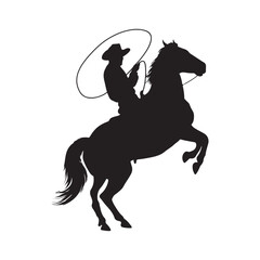 Cowboy riding horse silhouette vector art western rodeo illustration